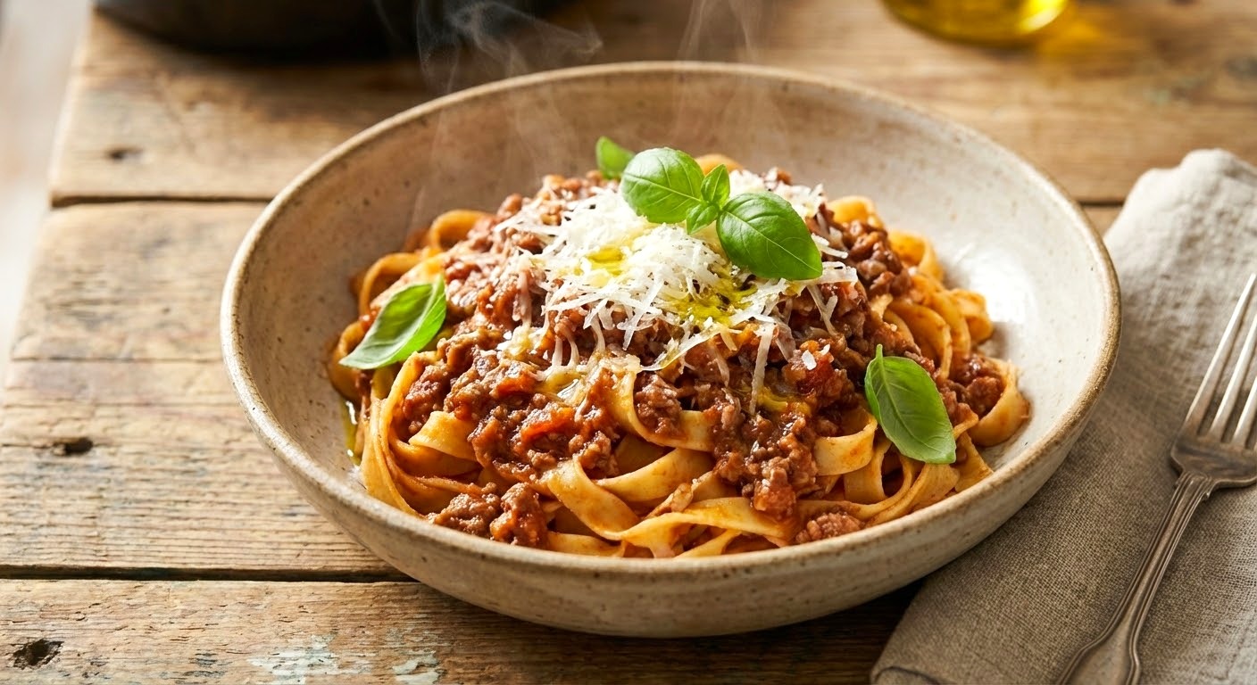 Authentic Italian pasta with rich meat sauce